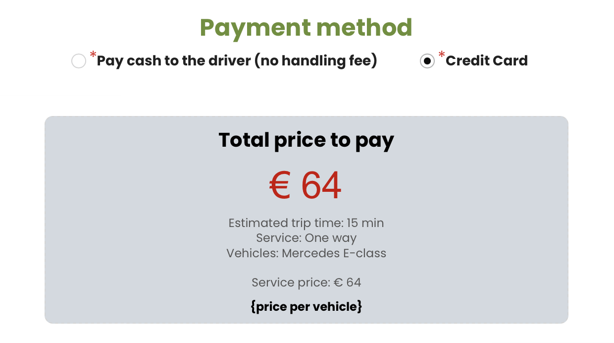 Select credit card payment